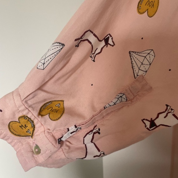 Zara Woman Pink Blouse with Dog, Heart & Diamond Print – Size M - Picture 3 of 4